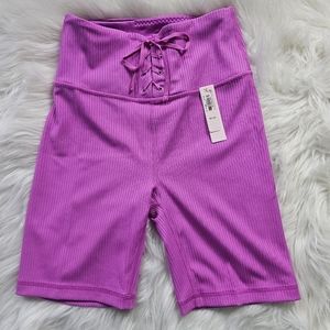 NWT Victoria's Secret Fuschia Pink Lace up Tie Front Bike Shorts Biker XS